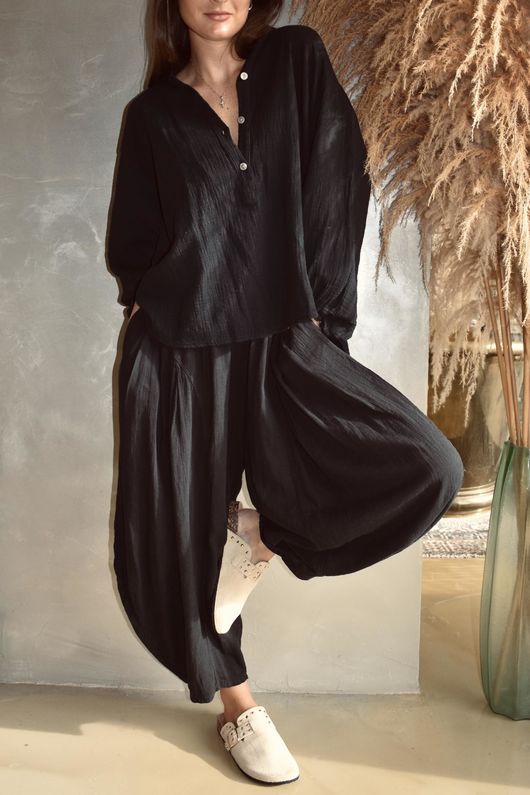 Laurie Cushion Cotton Blouse Black /12=